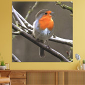 European Robin Red en Grey Painting Canvas Afdruk (Insitu (Woonkamer))