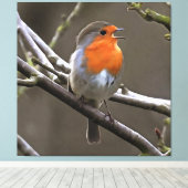 European Robin Red en Grey Painting Canvas Afdruk (Insitu (Houten vloer))