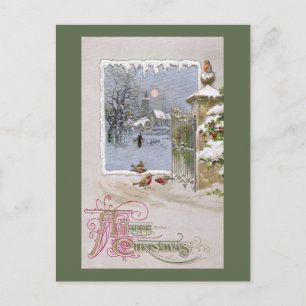 European Robins at Gate to Village Briefkaart