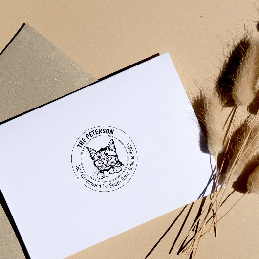 European Short Hair Cat Retouradres Rubberstempel