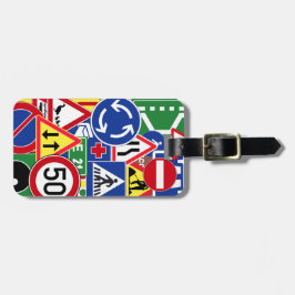 European Traffic Signs Collage Bagagelabel