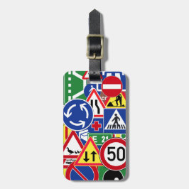 European Traffic Signs Collage Bagagelabel