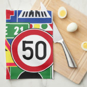 European Traffic Signs Collage Theedoek (Quarter Fold)