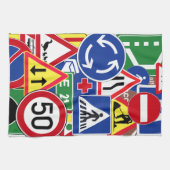 European Traffic Signs Collage Theedoek (Horizontaal)