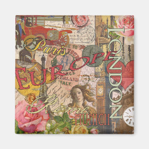 European Travel Print Art London Rome Paris Magneet