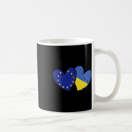 European Union Ukraine Heart Flags Eu Ukrainian Du Koffiemok (Rechts)