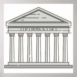Europees antieke romanpantheontempel WorldLandmark Poster