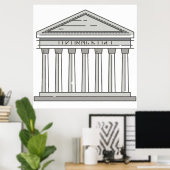 Europees antieke romanpantheontempel WorldLandmark Poster (Thuiskantoor)