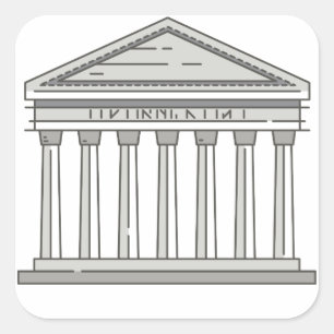Europees antieke romanpantheontempel WorldLandmark Vierkante Sticker