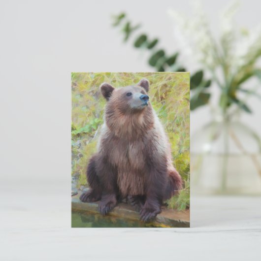 Europees bruin Beer in het Bern Beer Park Briefkaart (Staand voorkant)