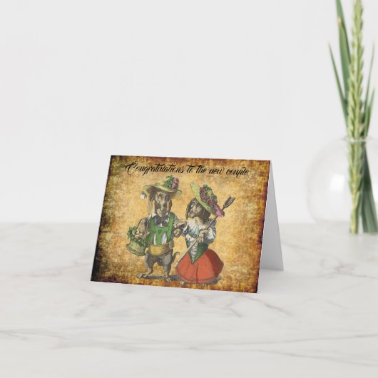  Europees Dachshund Paar Pas getrouwd kaart (Voorkant)