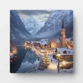 Europees dorp in de winter, AI, Fotoplaat (Voorkant)