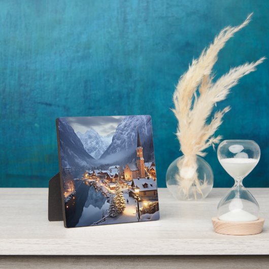 Europees dorp in de winter, AI, Fotoplaat (Insitu)