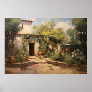  Europees klooster olieverfschilderij Poster