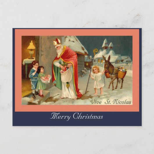 Europees Santa Saint Nicolas en Kinder Afbeelding Briefkaart (Voorkant)
