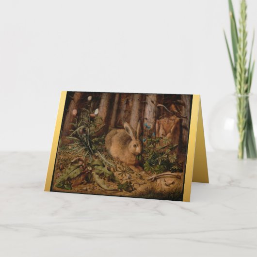 Europees Schilderij Konijn Jaar Kerstmis Groet C Feestdagen Kaart (Voorkant)