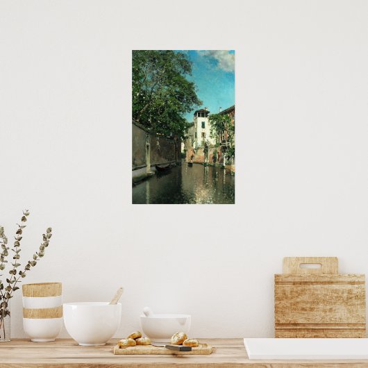  Europees stadsgezicht schilderij Poster (Keuken)