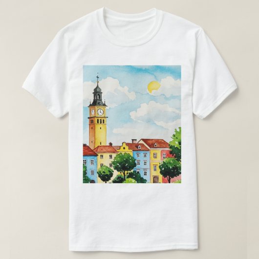 Europees stadsgezicht t-shirt (Design voorkant)