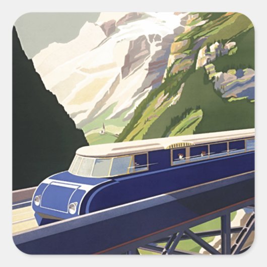 Europees treinverkeer Vierkante Sticker (Voorkant)