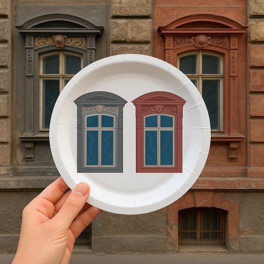 Europees venster  architectonische kunst papieren bordje