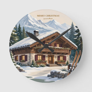Europese Alpen Kerstmis - Besneeuwde Berg Winter Ronde Klok