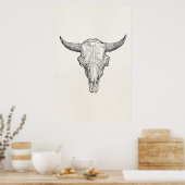 Europese Bison Antiek Sjabloon Poster (Keuken)