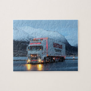 Europese Cab Over Big Rig 18 Wheeler Mountain Run Legpuzzel