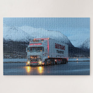 Europese Cab Over Grote Vrachtwagen 18 Wieler Berg Legpuzzel