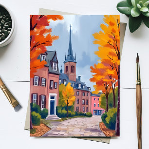 Europese dorpsstraat watercolor reis kaart
