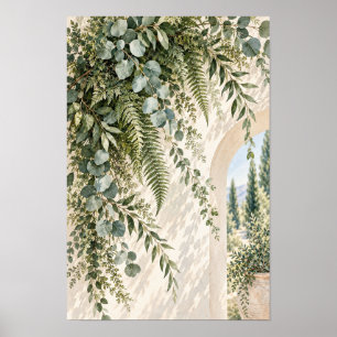 Europese Eucalyptus Varens Tuin Boog Muur Kunst Poster