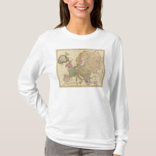 Europese geïllustreerde kaart t-shirt
