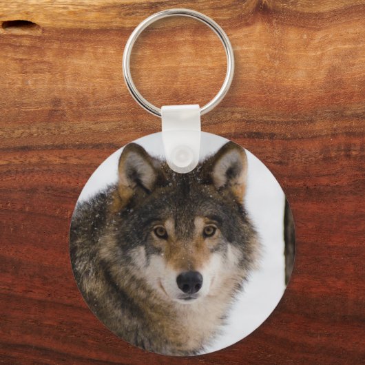 Europese grijze wolf sleutelhanger (Voorkant)