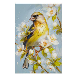 Europese groenvink in de kleuren van Natuur Perfect Poster