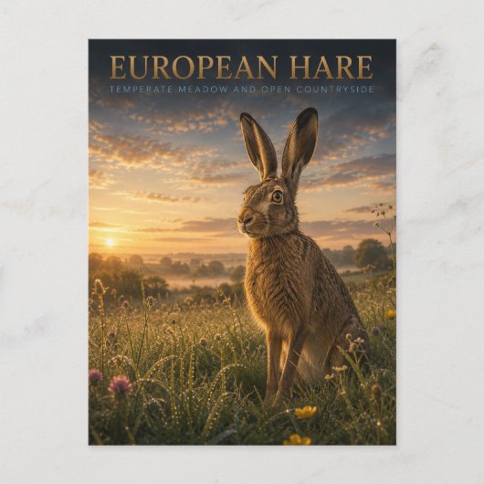 Europese Haas Weide DIEREN Briefkaart (Voorkant)