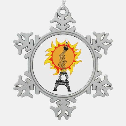 Europese hittegolf tin sneeuwvlok ornament (Voorkant)