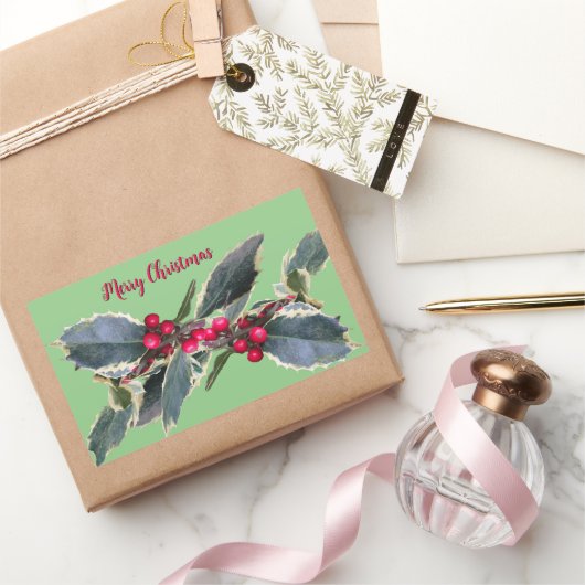 Europese Holly Cust. Groene Sticker (Geschenken)