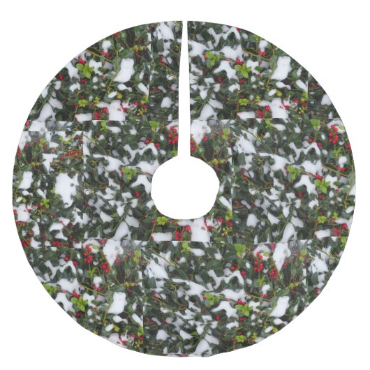 Europese Holly met sneeuwboomrok Kerstboom Rok (Voorkant)