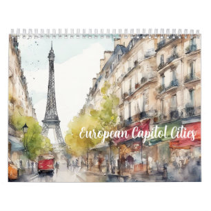 Europese hoofdsteden 2026 Aquarel Reis Kunst Kalender