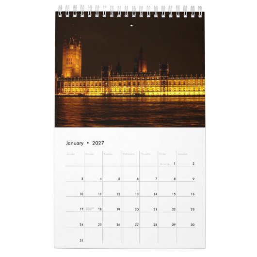 Europese hoofdsteden kalender (Jan 2027)