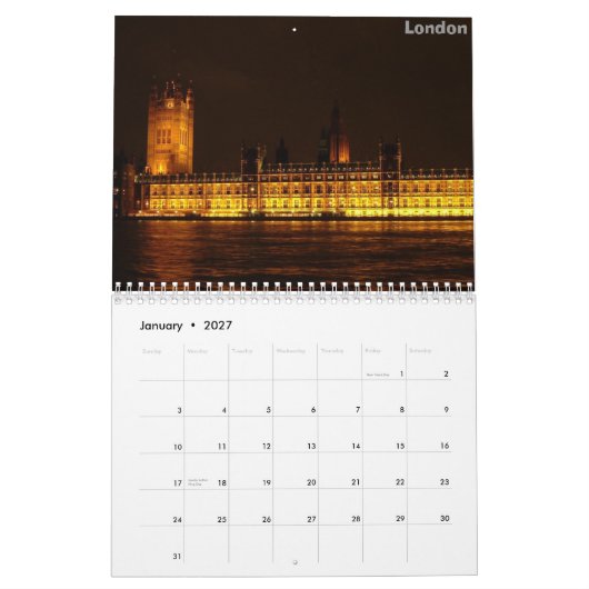 Europese hoofdsteden kalender (Jan 2027)