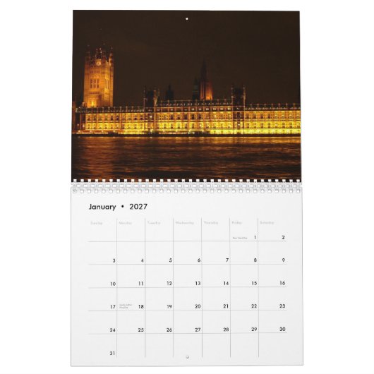 Europese hoofdsteden kalender (Jan 2027)