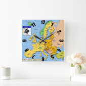 Europese kaart vierkante klok (Huis)