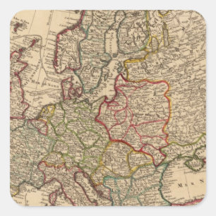 Europese kaart vierkante sticker