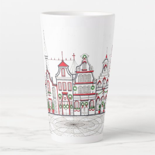 Europese kerstwinkels Grote Latte Mok (Voorkant)