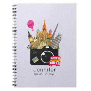 Europese landmerken met een cameramaand notitieboek