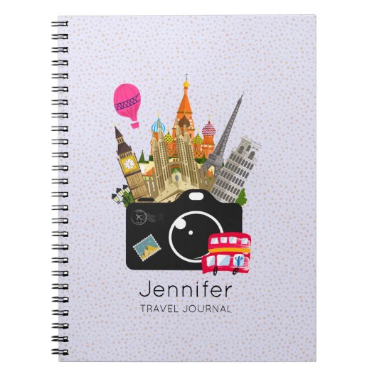 Europese landmerken met een cameramaand notitieboek (Voorkant)