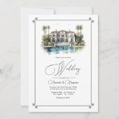 Europese luxe villa geïnspireerd "oud geld" bruilo kaart (Voorkant)