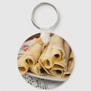 Europese pannenkoeken sleutelhanger