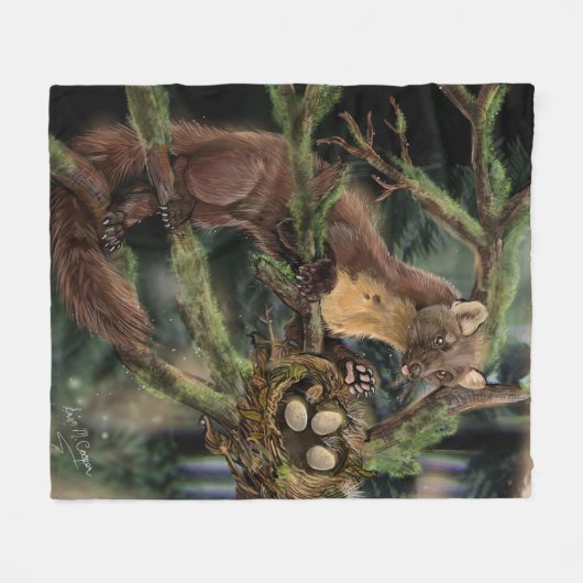 Europese pine Marten Fleece Deken (Voorkant (Horizontaal))