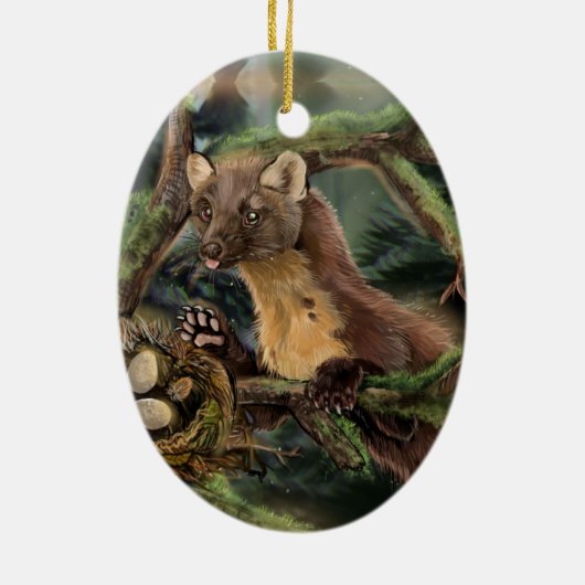 Europese pine Marten Keramisch Ornament (Achterkant)